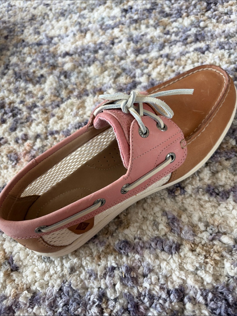 Sperry Koifish Pink Tan Leather Mesh Boat Shoes Women’s 7.5 NWT - Picture 5 of 12